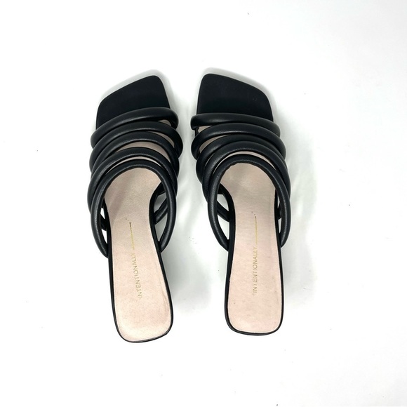 Intentionally Blank Willow III Black Tubular Leather Strap Slide Sandals Size 8 - Picture 8 of 13